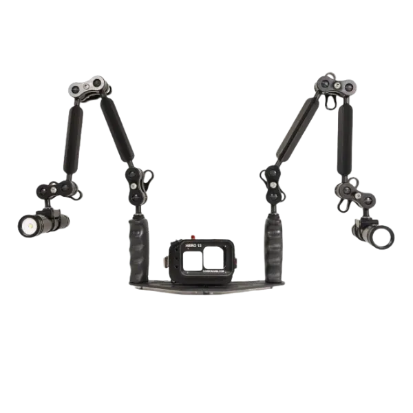 GoPro Hero 9-13 מארז <br> זרועות 55 + פנסי וידאו 1300 לומן + בסיס אלומיניום