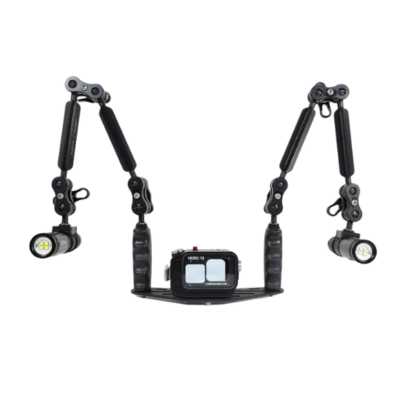 GoPro Hero 9-13 מארז <br> זרועות 55 + פנסי וידאו 2900 לומן + בסיס אלומיניום